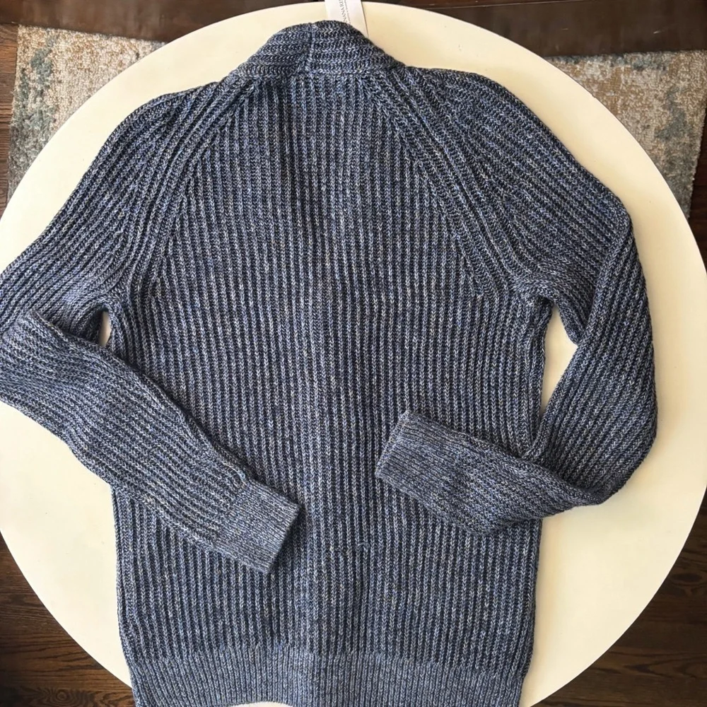 Banana Republic Men’s Ribbed Cardigan Sweater Size Small New Blue Heavy Knit